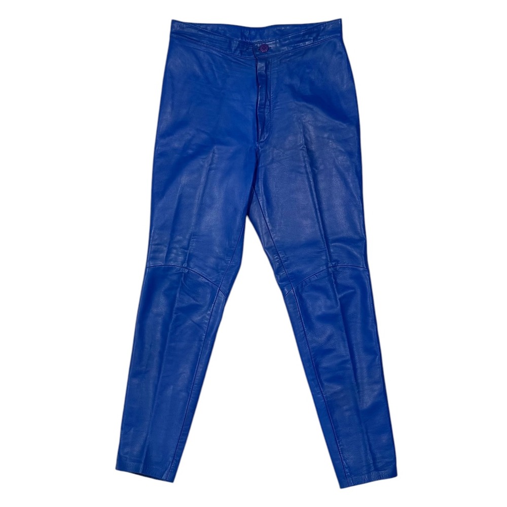 Michael Hoban North Beach Leather Pants Blue Vintage Tapered High Waist 11/12